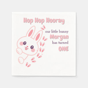 Schattigee Cartoon Bunny Turning One Girls 1st Bir Servet