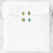 Schattigee Cartoon Cactus Funny 4 Pack Vierkante Sticker (Tas)