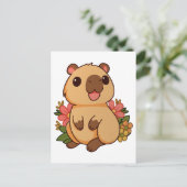 Schattigee Cartoon Capybara Tekening Briefkaart (Staand voorkant)