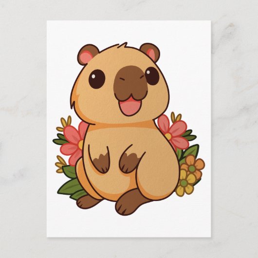 Schattigee Cartoon Capybara Tekening Briefkaart (Voorkant)