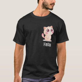 Schattigee Cartoon Cat Gezegde Hallo T-shirt