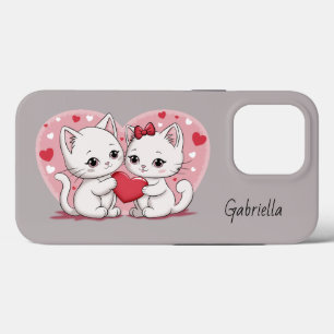 Schattigee Cartoon Cat Lovers Hearts Valentijn's D iPhone 13 Pro Hoesje
