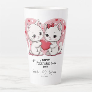 Schattigee Cartoon Cat Lovers Hearts Valentijn's D Latte Mok