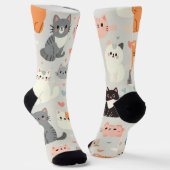 Schattigee Cartoon Cat Pattern Sokken (Gebogen)