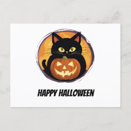 Schattigee Cartoon Cat Spooky Halloween Happy Holi Briefkaart
