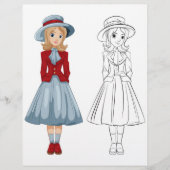 Schattigee Cartoon clown meisje kleurplaat Flyer (Voorkant)