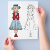 Schattigee Cartoon clown meisje kleurplaat Flyer (Hand)