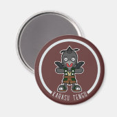 Schattigee Cartoon Crow Tengu | Japanese Yokai Magneet (Voorkant / Achterkant)