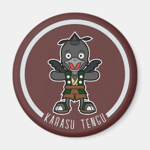 Schattigee Cartoon Crow Tengu   Japanese Yokai Magneet