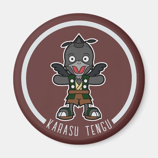 Schattigee Cartoon Crow Tengu | Japanese Yokai Magneet (Voorkant)