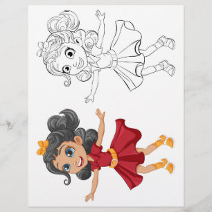 Schattigee Cartoon dansen meisje kleurplaat Flyer