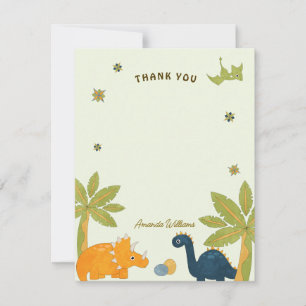 Schattigee Cartoon dinosaurus Baby shower Bedankkaart