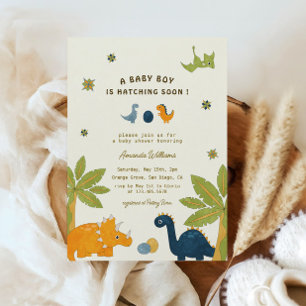 Schattigee Cartoon dinosaurus Baby shower Kaart