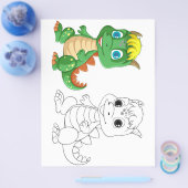 Schattigee Cartoon dinosaurus kleurplaat Flyer (Enkel)