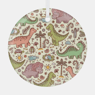 Schattigee Cartoon Dinosaurus Patroon Glas Ornament