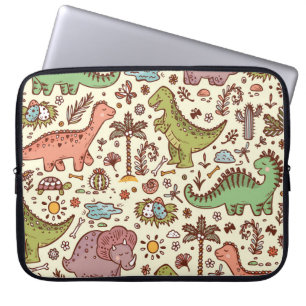 Schattigee Cartoon Dinosaurus Patroon Laptop Sleeve