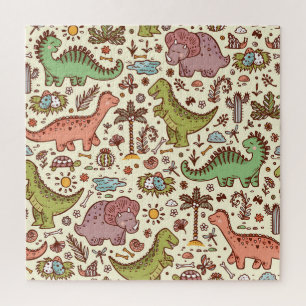 Schattigee Cartoon Dinosaurus Patroon Legpuzzel