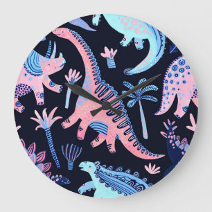 Schattigee cartoon dinosaurussen patroon. grote klok