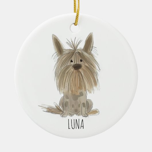 Schattigee Cartoon Dog Kerst Ornament (Voorkant)