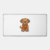 Schattigee Cartoon Dog Trick-or-Treating Classic T Bureaumat (Voorkant)