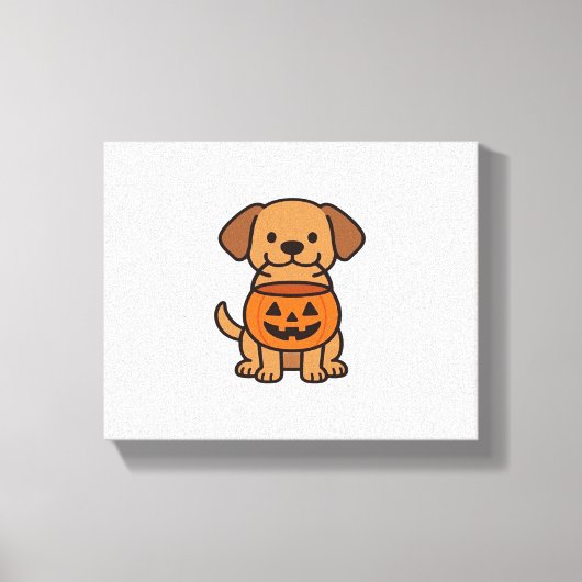 Schattigee Cartoon Dog Trick-or-Treating Classic T Canvas Afdruk (Voorkant)