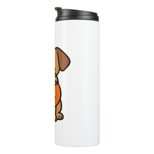 Schattigee Cartoon Dog Trick-or-Treating Classic T Thermosbeker (Geroteerd rechts)