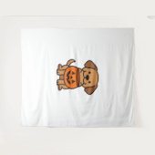 Schattigee Cartoon Dog Trick-or-Treating Classic T Wandkleed (Voorkant (horizontaal))