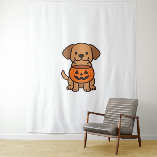 Schattigee Cartoon Dog Trick-or-Treating Classic T Wandkleed (In situ)