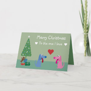 Schattigee Cartoon Dogs In Love Christmas Kaart