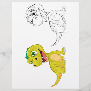 Schattigee Cartoon Dragon kleurplaat Flyer