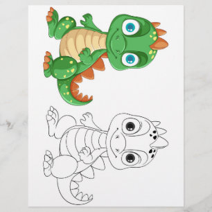 Schattigee Cartoon Dragon kleurplaat Flyer
