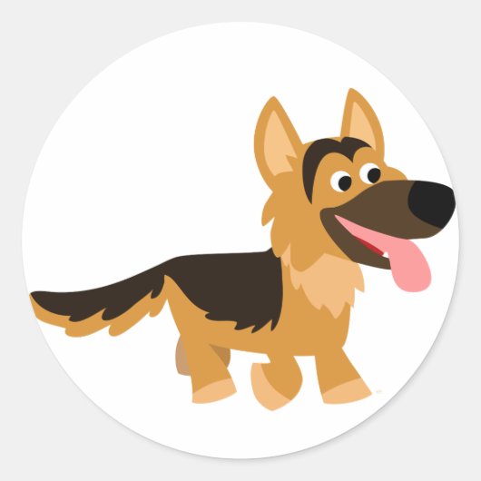 Schattigee Cartoon Duitse herder hond Sticker (Voorkant)