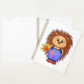 Schattigee cartoon egel met herfstbladeren. planner (Display)