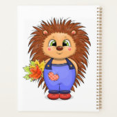 Schattigee cartoon egel met herfstbladeren. planner (Achterkant)