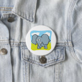 Schattigee Cartoon Elephant Fun Oerwoud Dier Ronde Button 7,6 Cm (In situ)