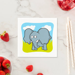 Schattigee Cartoon Elephant Fun Oerwoud Dier Servet