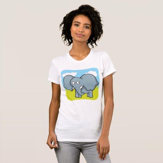 Schattigee Cartoon Elephant Fun Oerwoud Dier T-shirt (Voorkant volledig)
