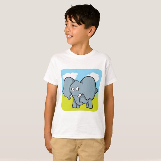 Schattigee Cartoon Elephant Fun Oerwoud Dier T-shirt (Voorkant volledig)