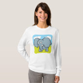 Schattigee Cartoon Elephant Fun Oerwoud Dier T-shirt (Voorkant volledig)