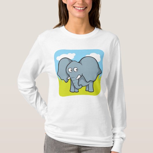 Schattigee Cartoon Elephant Fun Oerwoud Dier T-shirt (Voorkant)