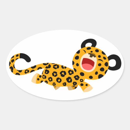 Schattigee Cartoon Facetious Leopard Sticker (Voorkant)