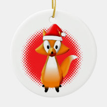Schattigee Cartoon Fox Dier met Santas Pet Rood