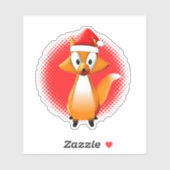 Schattigee Cartoon Fox Dier met Santas Pet Rood Sticker (Vel)