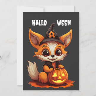 Schattigee cartoon Fox met Halloween pompoen Kaart