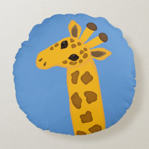 Schattigee Cartoon Giraffe Goudgeel bruin Dier Rond Kussen