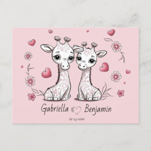 Schattigee Cartoon Giraffe Liefhebbers Hart Valent Briefkaart
