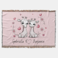 Schattigee Cartoon Giraffe Liefhebbers Hart Valent