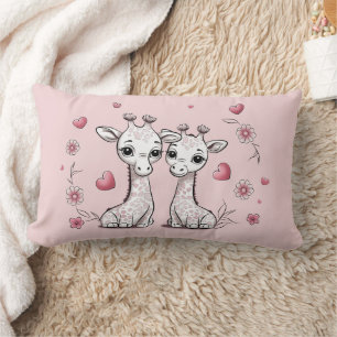 Schattigee Cartoon Giraffe Lovers Hearts Valentijn Kussen