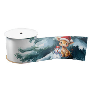 Schattigee Cartoon Giraffe met Santa Hat & Snowman Lint