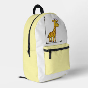 Schattigee Cartoon Giraffe op Wiskunde X-Y-as Bedrukte Rugzak